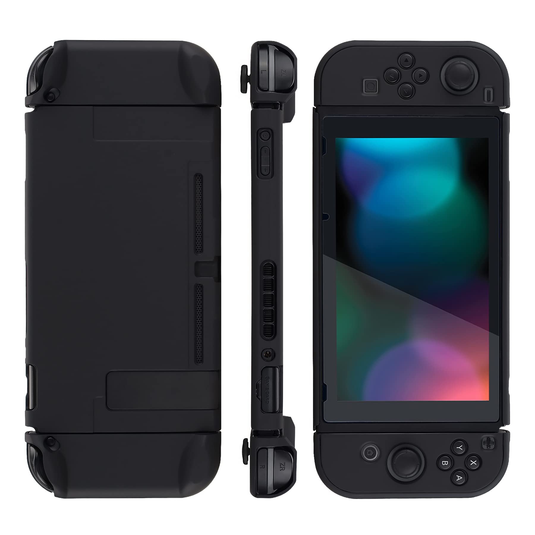 eXtremeRate PlayVital Cover Custodia Protettiva per Nintendo Switch, Copertura Rigida Case Separabile Accessori per Joycon Controller Console, Nero