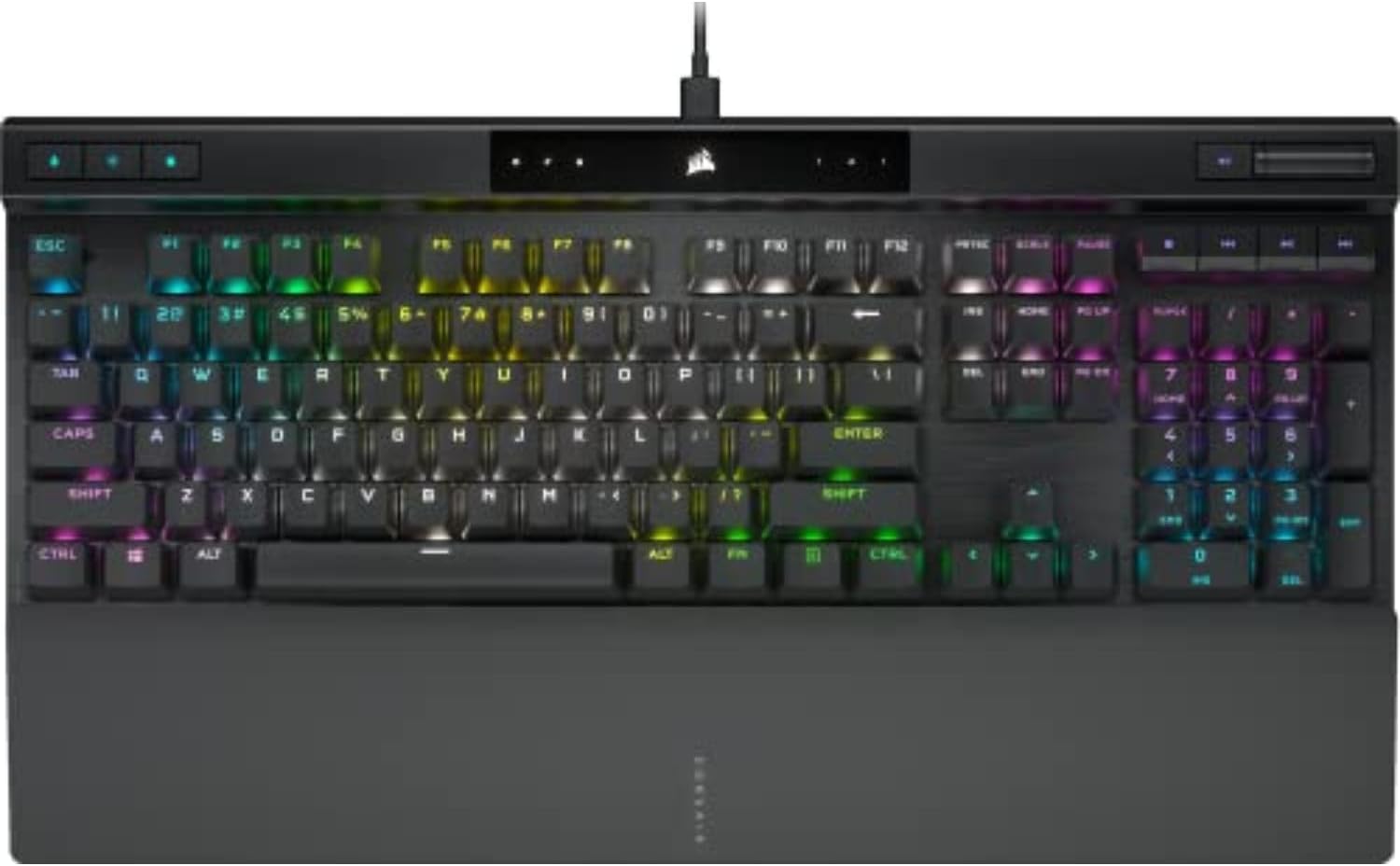 K70 PRO RGB Optical-Mechanical Gaming Keyboard - OPX Linear Switches, PBT Double-Shot Keycaps, 8,000Hz Hyper-Polling, Magnetic Soft-Touch Palm Rest - NA Layout, QWERTY - Black