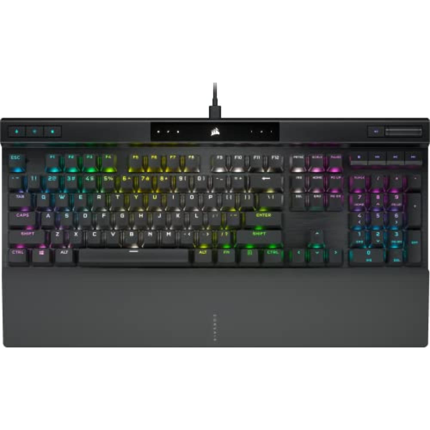 K70 PRO RGB Optical-Mechanical Gaming Keyboard - OPX Linear Switches, PBT Double-Shot Keycaps, 8,000Hz Hyper-Polling, Magnetic Soft-Touch Palm Rest - NA Layout, QWERTY - Black