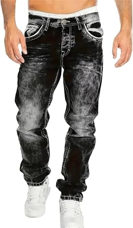 Mens Motorcycle Protective Jeans Tear Resistant Baggy Denim Pants with Knee Pad Design for Riding and Cycling