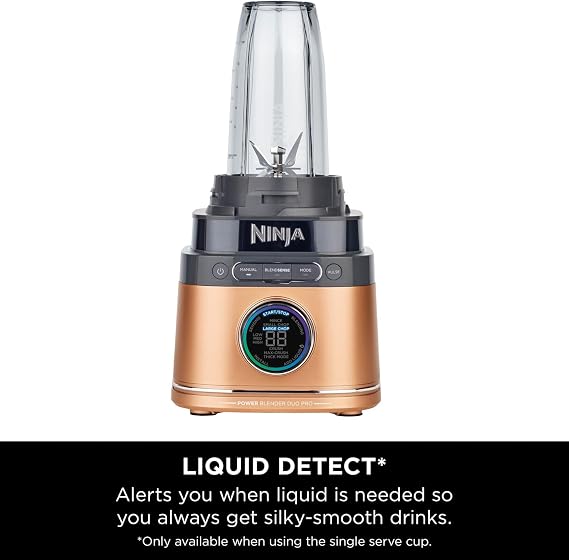 Ninja 2-in-1 Detect Power Blender Pro & Single Serve, 1200W Blender With Jug, Single Serve Cup, Blend Smoothies, Chop Vegetables & Mix Frozen Drinks, Black/Copper, TB301UKCP