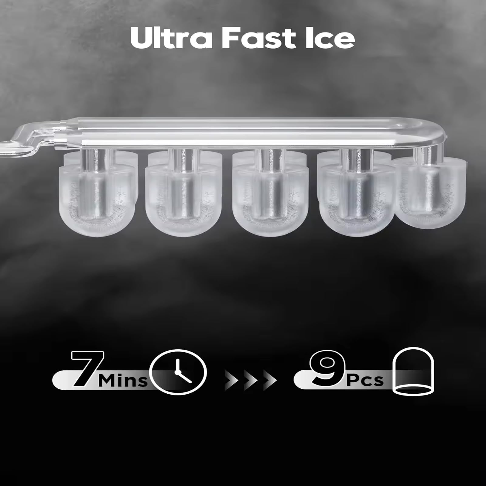 Genérico Máquina de Hielo, 9 Cubitos listos en 6 Minutos, fabricación de Hielo remota con Limpieza automática, máquina de Hielo de encimera para el hogar