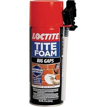 Loctite Tite Foam Big Gaps Spray Foam Sealant, 12 fl oz Can, 1 Pack - Polyurethane Expanding Insulation
