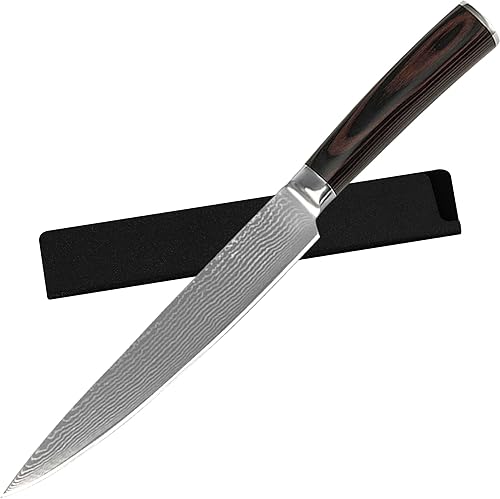 XYJ Cuchillo de acero de Damasco, cuchillos de chef japoneses con funda, cuchillos de cocina de carnicero Gyuto, cuchillo VG10 para verduras de