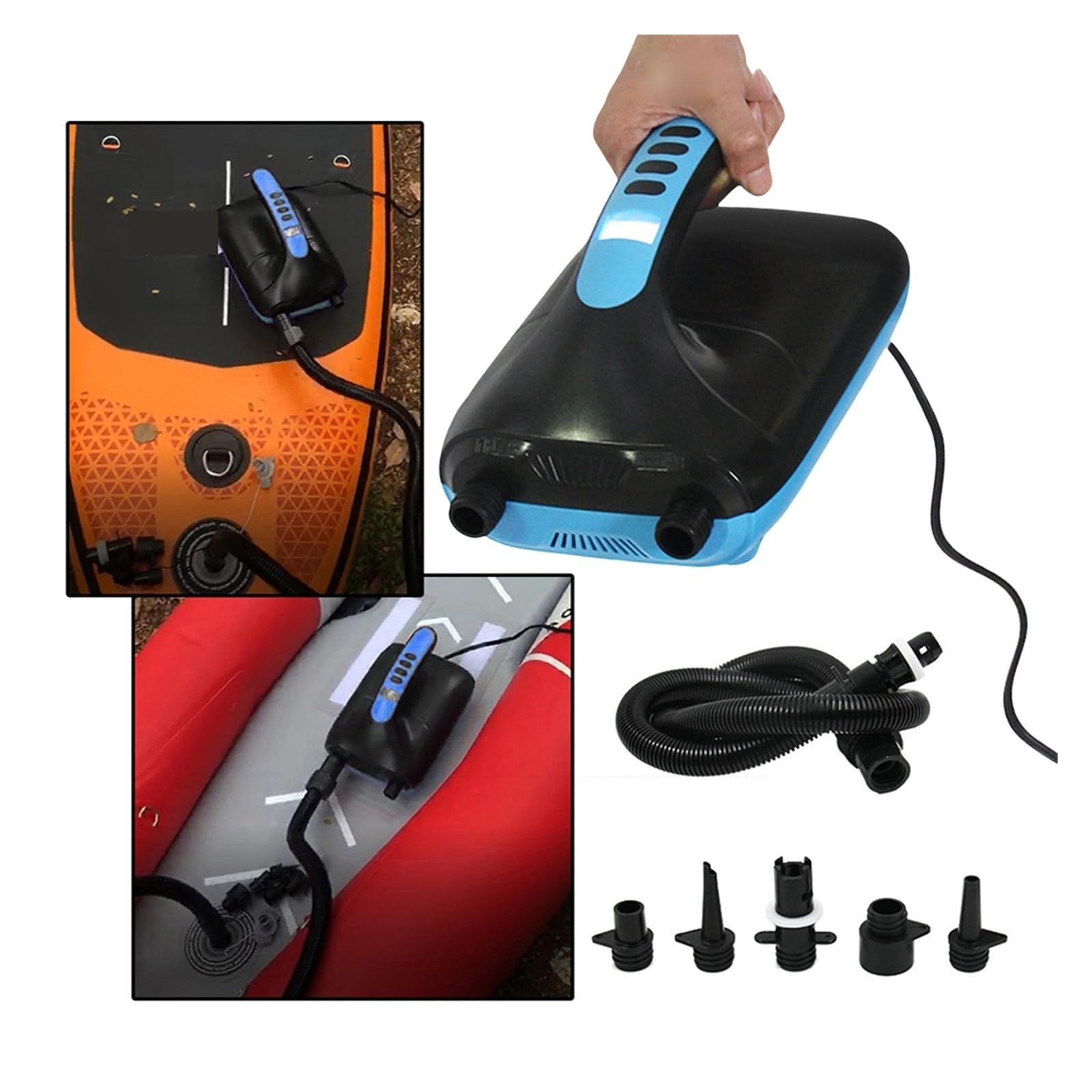 Elektryczna pompka powietrza, Pompa pneumatyczna do łodzi SUP 20PSI, elektryczna pompa powietrza, wyświetlacz LCD, przenośna sprężarka powietrza(Blauw)