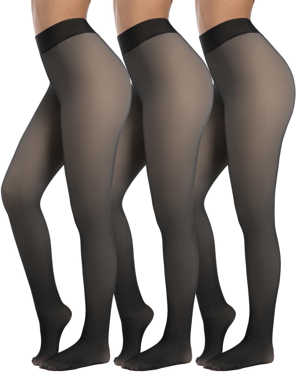 Iserkafe Fleece Lined Tights Women Fake Translucent Pantyhose Winter Warm Thick Tights
