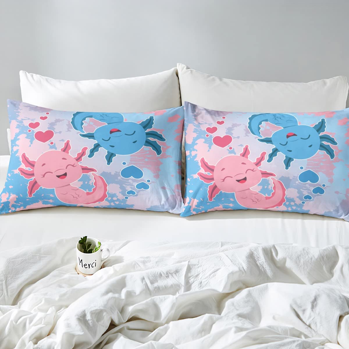 Axolotl - Set di biancheria da letto per bambini e ragazzi, set