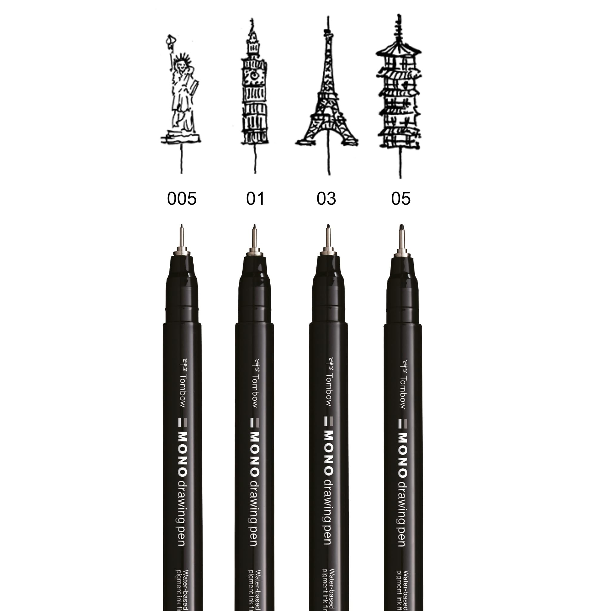 Tombow Fineliner MONO drawing pen, Fine Set, pigment ink, water and light resistant, for sketches illustrations and drawings - Image 2