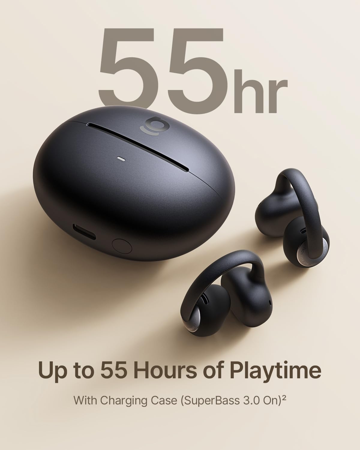 Baseus Bowie Series Open Ear Clip On Earbuds, CloudComfort 2.0 Wrap-Around Comfort, 5.1g Leggero, LDAC Hi-Res Audio, 55H Playtime, 4-Mic AI Clear Call, IP67 Impermeabile per Palestra & Allenamenti