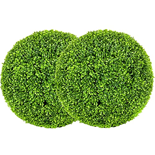 LAHappy 2 Stück 38cm Buchsbaumkugel künstlich In- & Outdoor Buchskugeln...