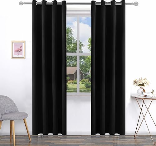 Cortina opaca con ojales para sala de estar, cortinas de bloqueo de luz, aislamiento térmico, reducción de ruido, 52 pulgadas de ancho x 84 pulgadas