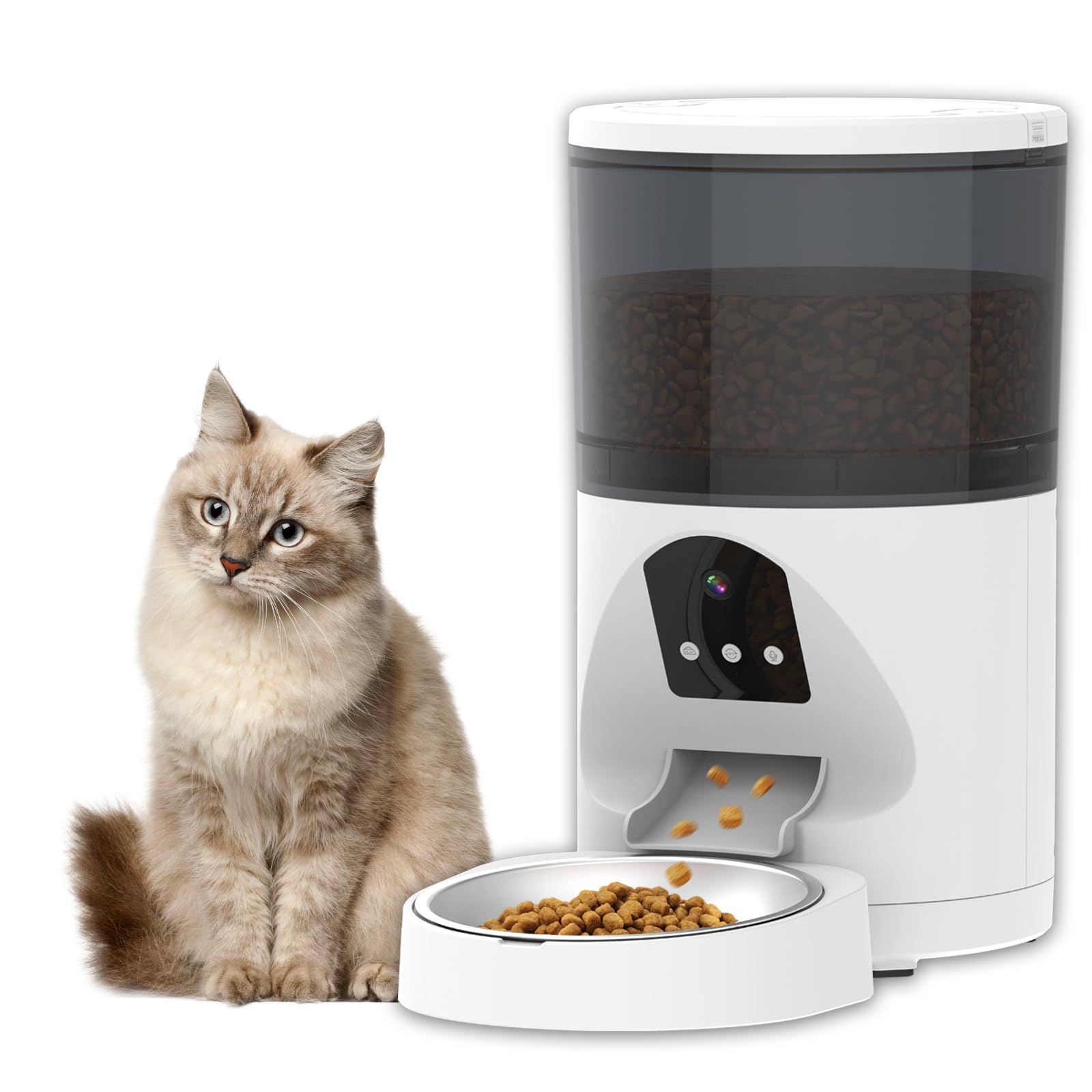 ANTELA Distributeur Croquettes Chat Chien Automatique 6L avec Vidéo 3MP | WiFi 2.4G, Contrôle APP, Fil Anti-grignotage, Notification d'Alimentation