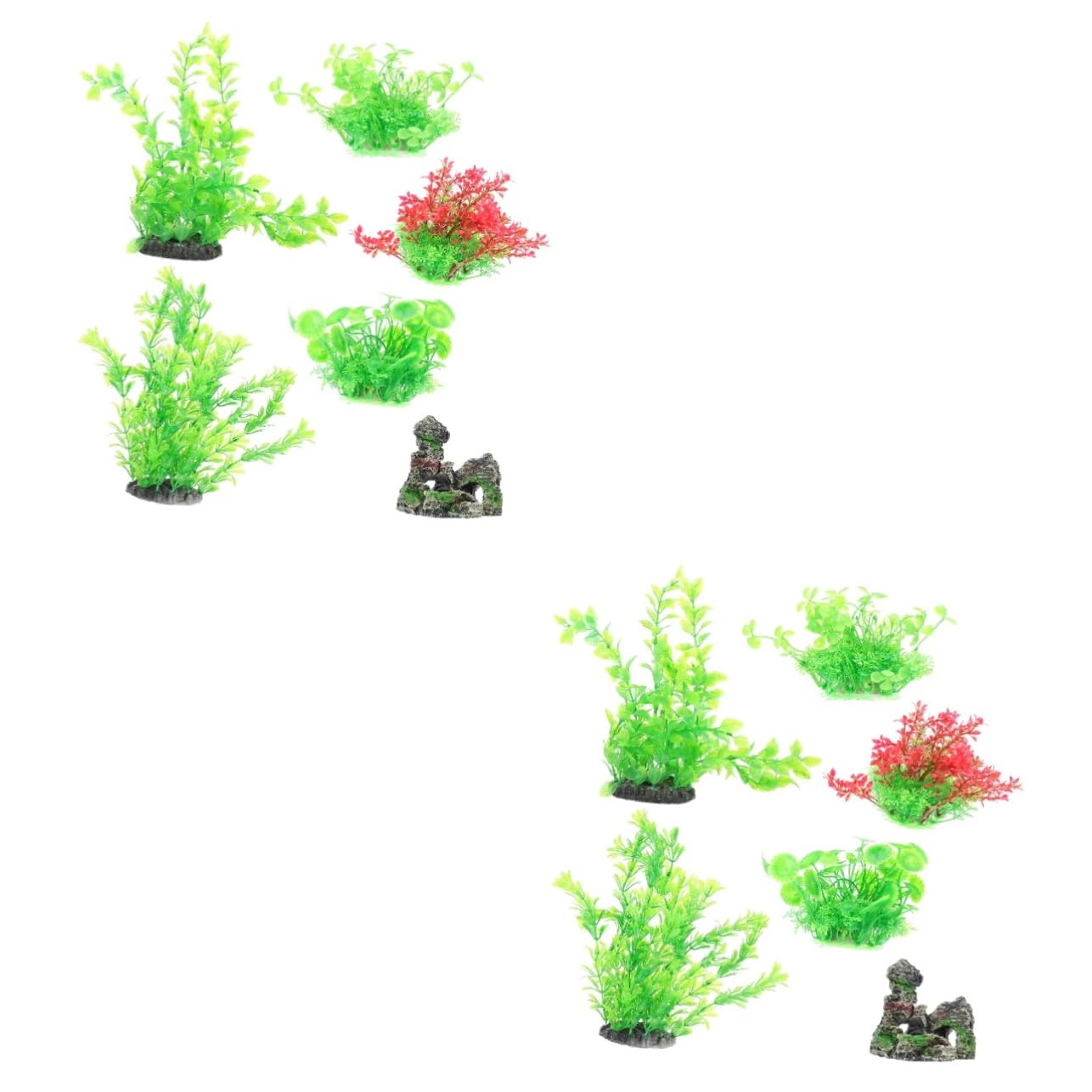 Toddmomy 2ensembles Set De Plantes Aquatiques Artificielles pour Aquarium Décorations De Réservoir De Poissons Faux Plantes De Rocaille Naturelle Et Végétation