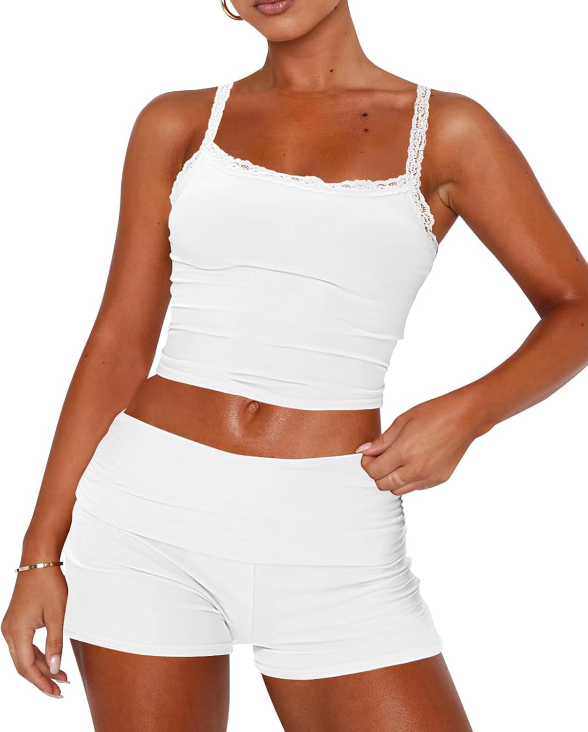 Women Sexy Piece Pajama Set Sleeveless Lace Trim Jamaica Ubuy