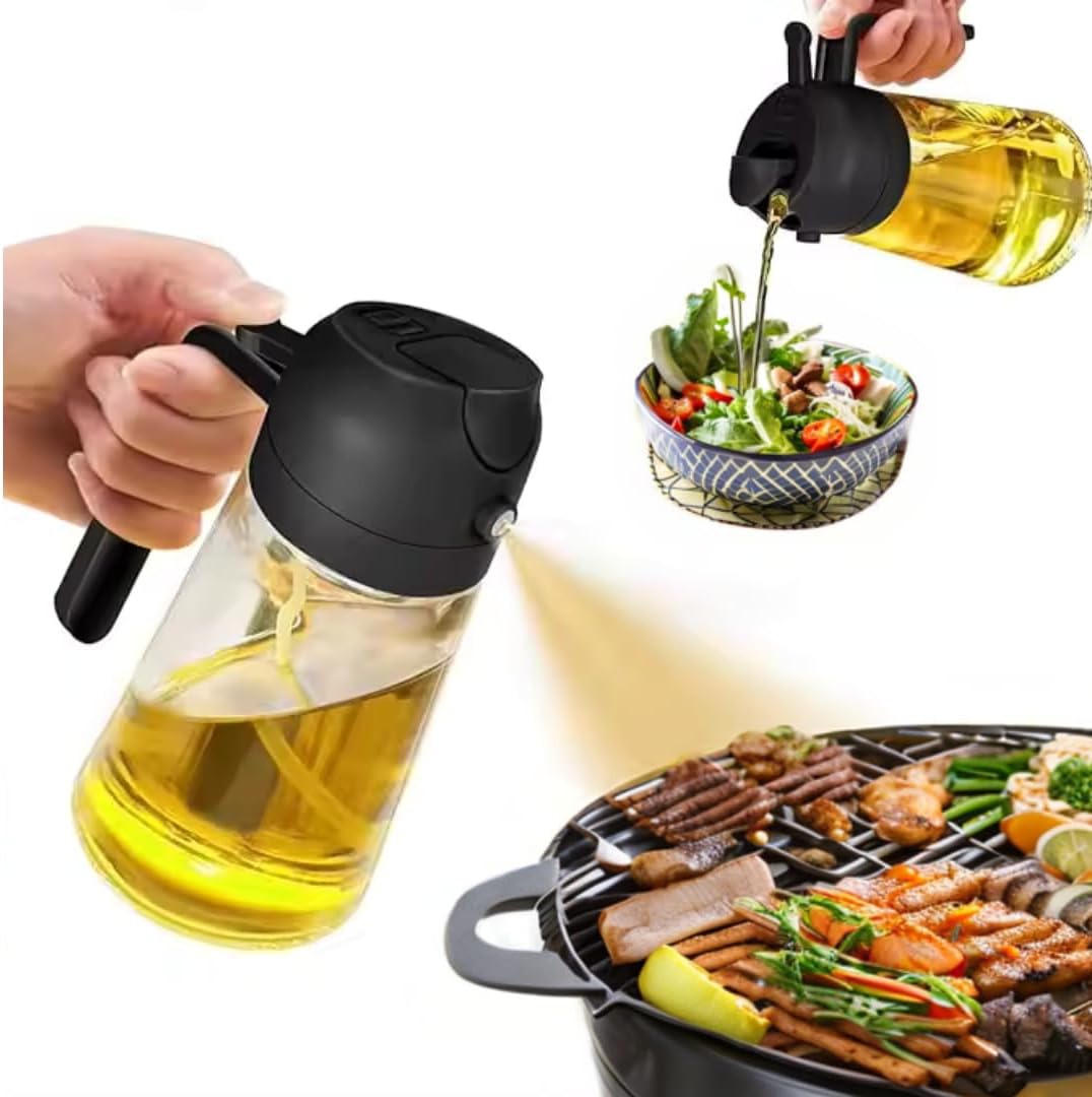 2-in-1 Glass Oil Sprayer & Dispenser Bottle, 16oz (500ml) For Healthy Cooking & Air Fryer