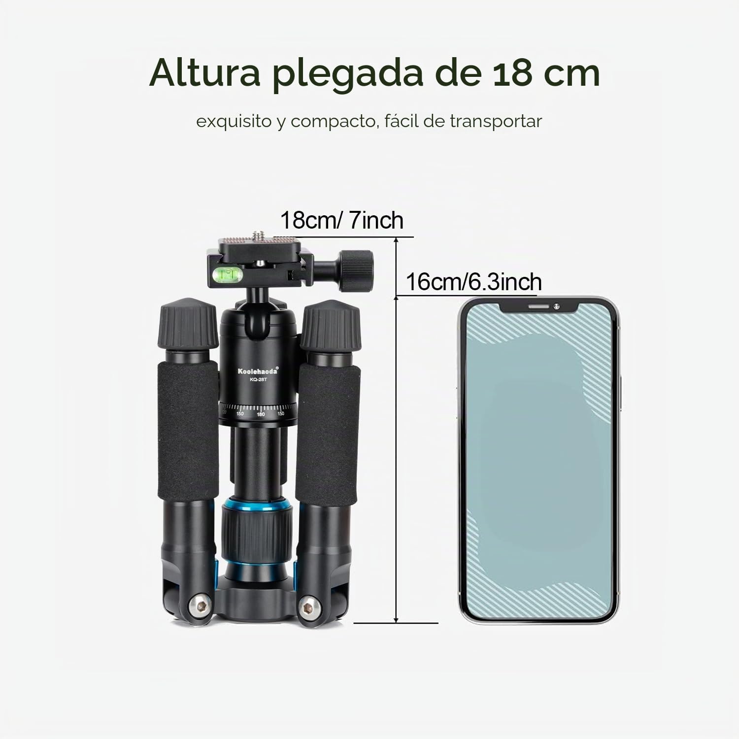 Koolehaoda Mini Trípode Portátil de 51cm de Aluminio con Cabeza de Bola de 360 Grados y Bolsa de Transporte para Cámara DSLR, Videocámara de Video, Carga de hasta 5 kg - (Azul)