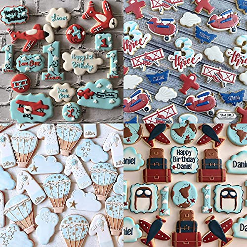 Plane Cookie Cutters Set - 7Pcs Airplane Travel And Flying Stainless Steel Cutter Mold For Kitchen Baking Airplane, Cloud Shape Anniversary Birthday Wedding Party Supplies #TOP1