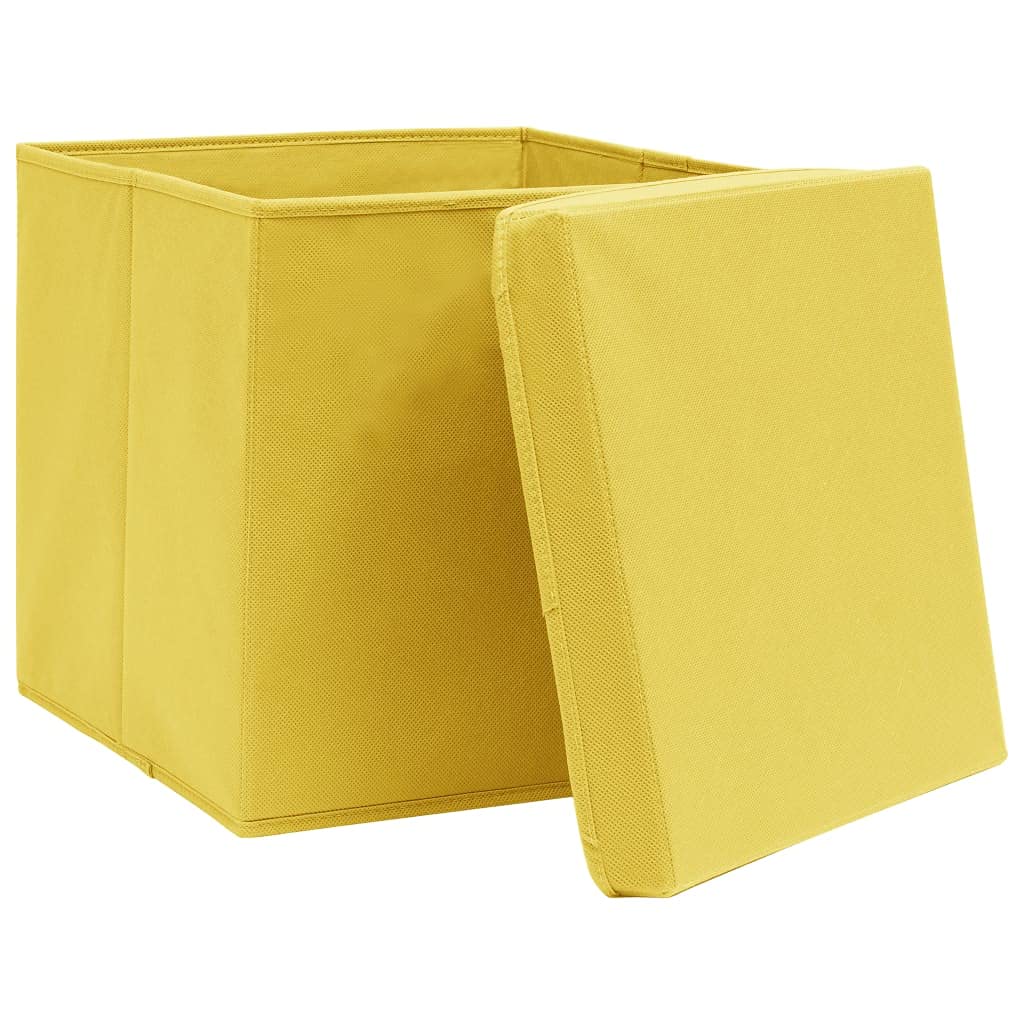 Home & Garden-Aufbewahrungsboxen mit Deckel, 10 Stück, gelb, 32 x 32 x 32 cm, Stoff-Möbelwahl