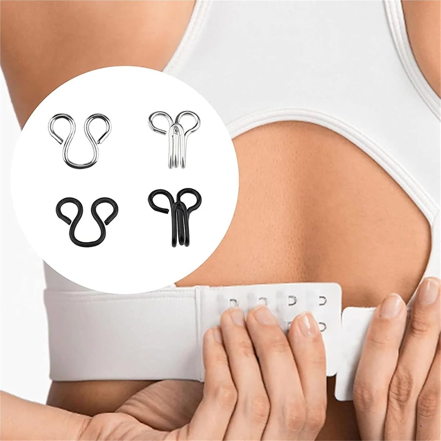 Sew On Hook and Eye 4 Boxes Sewing Hooks Eyes Clothing Fixing Tools with Metal Snaps Buttons Fasteners