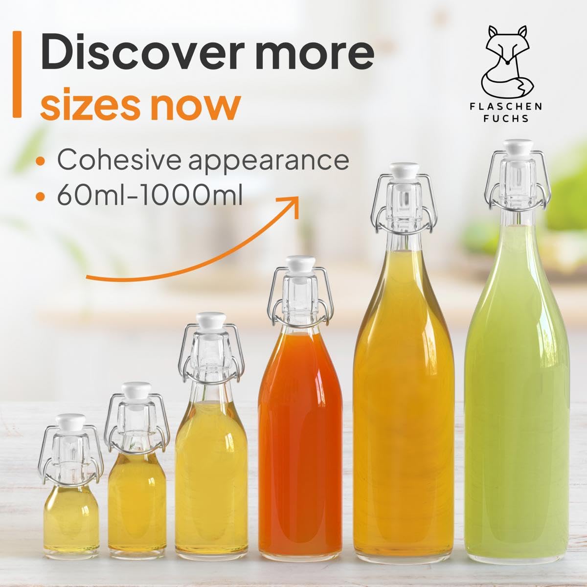 Set di 96 Bottiglie in Vetro da 100ml con Chiusura Ermetica - Bottiglia per Olio, Vino, Liquori, Acqua, Birra, Succhi di Frutta, Conserve e Latte - Bottigliette di Vetro piccole