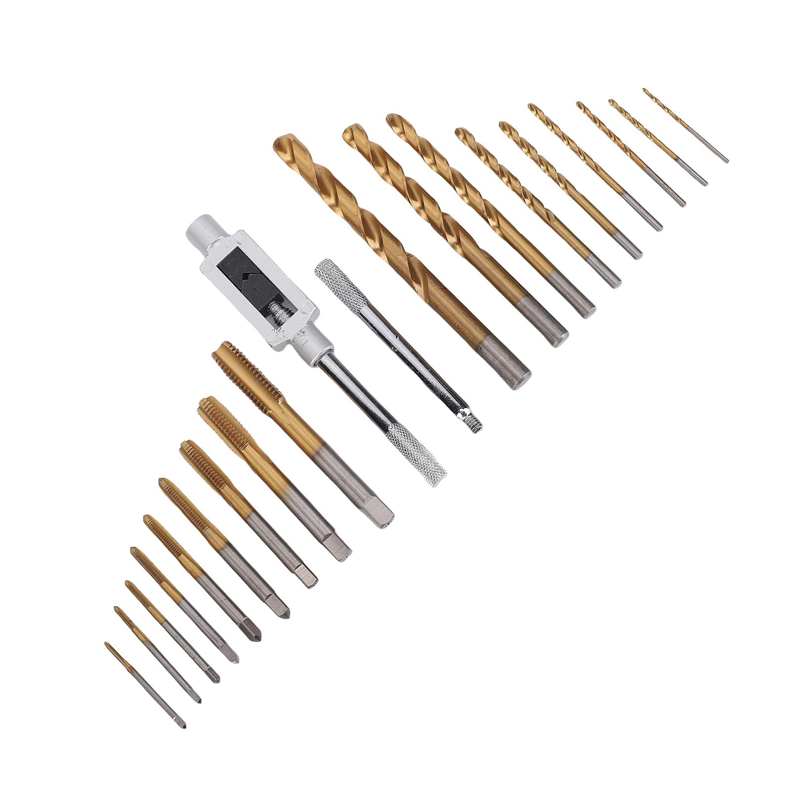 Jeu de forets et de tarauds, 9 tarauds, 9 embouts M3-M12, clé de 1/16 à 1/2 pouces, outils de perçage et de taraudage en acier allié M2