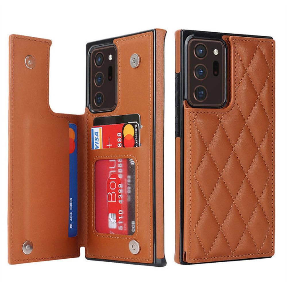 Étui en cuir pour Samsung S21 FE avec rabat magnétique portefeuille marron - 6