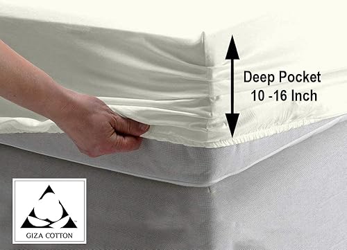 Miniatura 4 de Sábanas Giza para colchones Queen, bolsillos profundos de 16 pulgadas, juego de sábanas de 4 piezas, juego de sábanas Giza de 400 hilos para marco