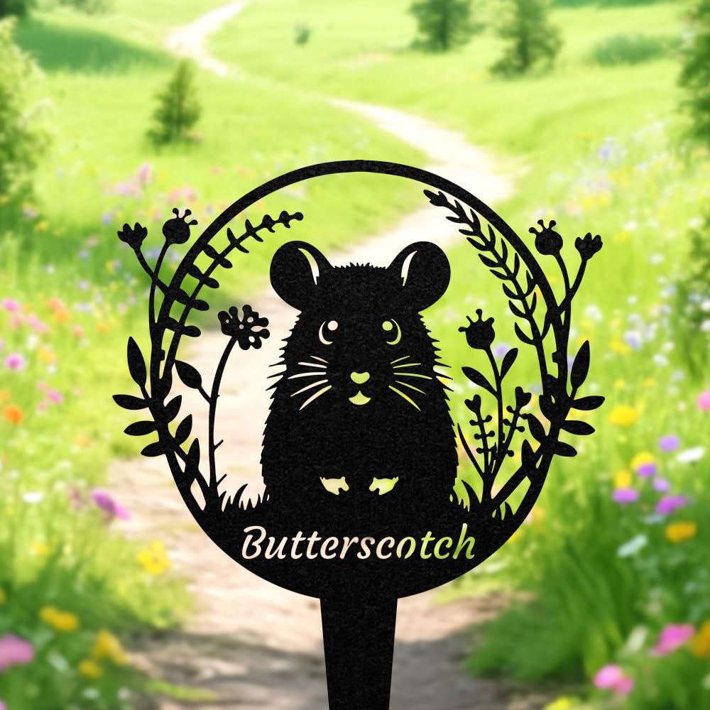 funuricc Personalised Hamster Memorial Gifts, Custom Hamster Memorial Plaque, Pet Grave Marker, Metal Garden Sign, Pet Headstone, Remembrance Plaque, Engraved Name Sign, Pet Loss Gift