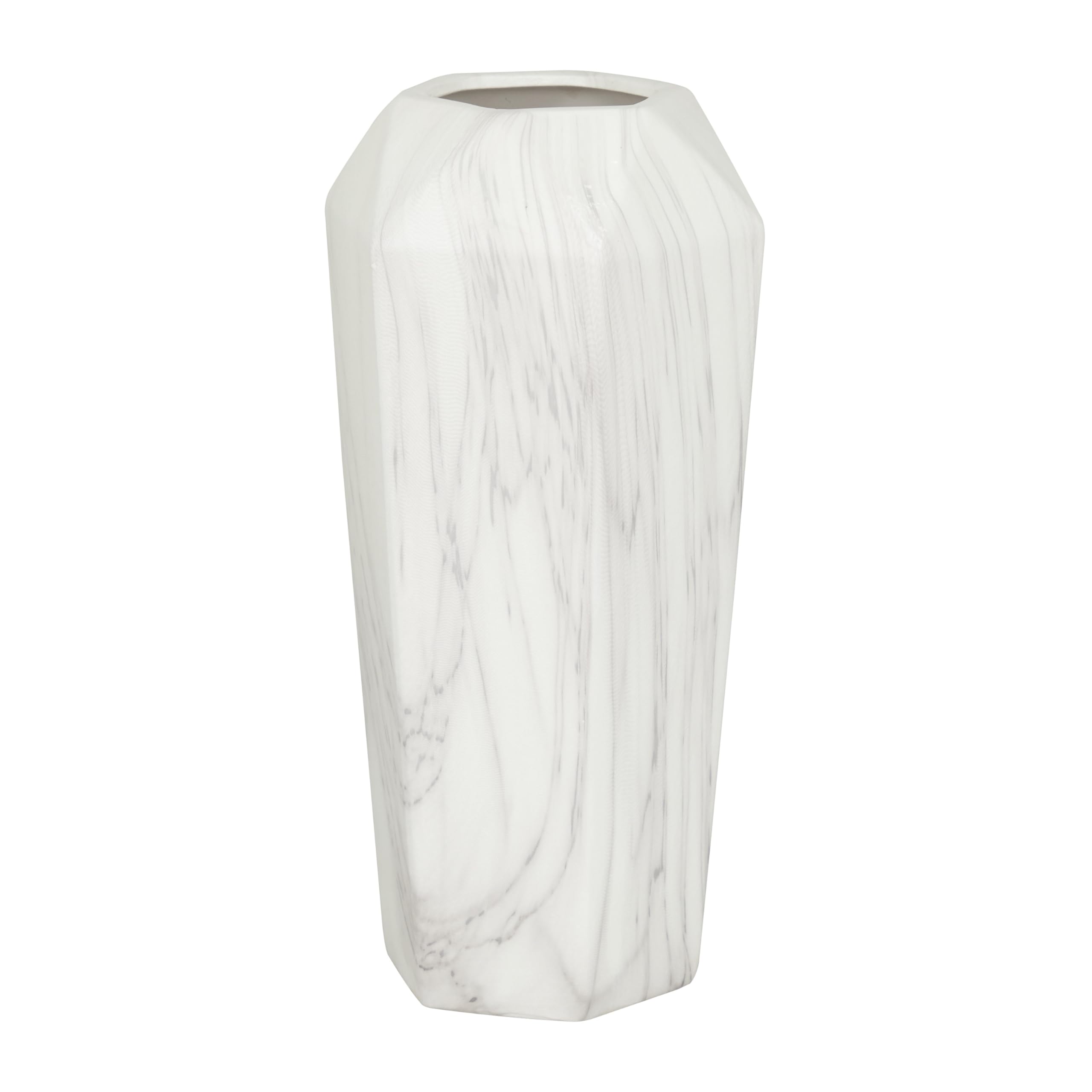 Deco 79 Vase, Stoneware, White, 6" x 7" x 14"