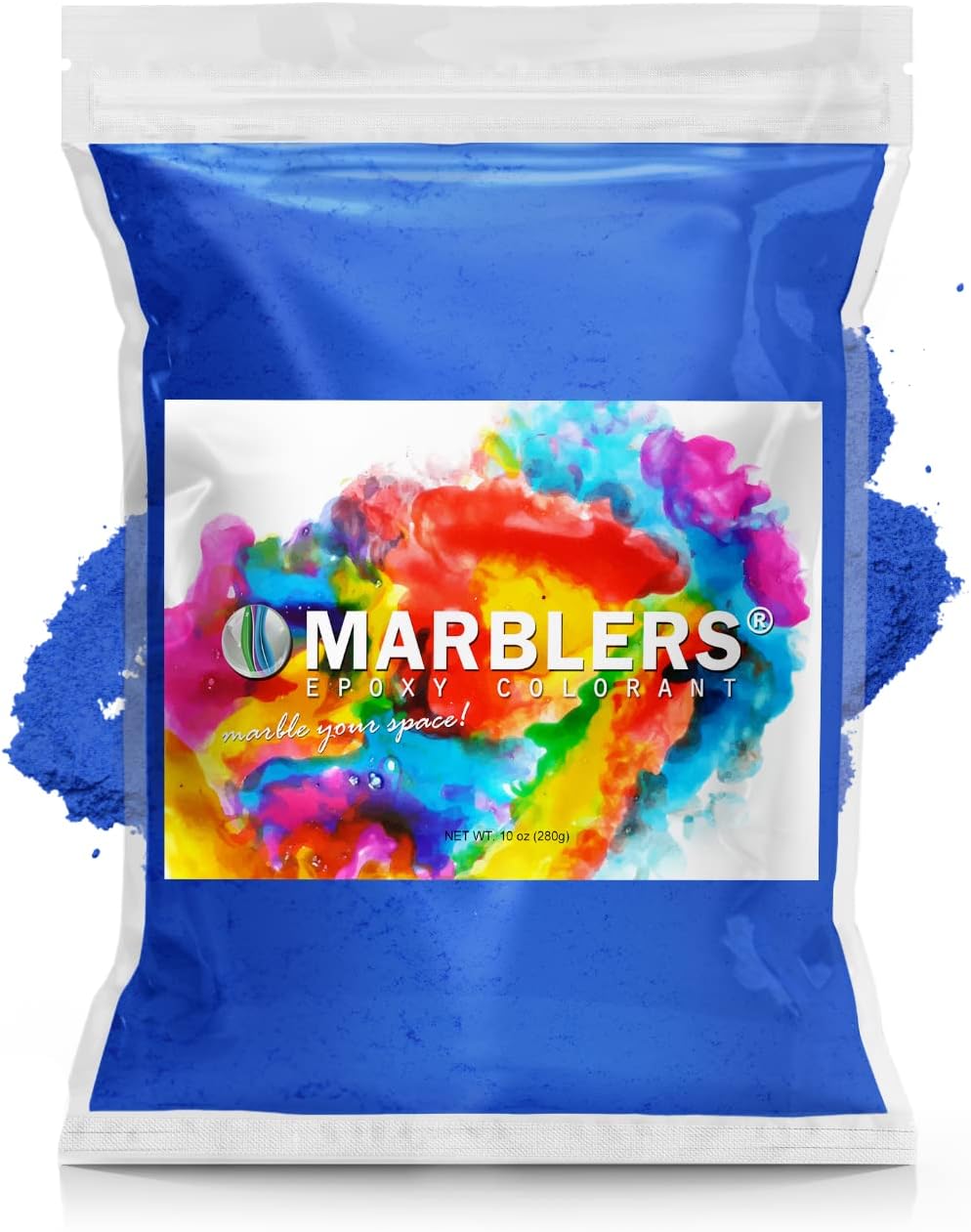 MARBLERS Blue Mica Powder Colorant [Gentle Blue] 10oz (280g) | Cosmetic | Epoxy Resin Pigment | Dye | Non-Toxic, Vegan, Cruelty-Free | Lip Gloss, Nails, Body Butter | Bath Bomb, Candle & Soap Making