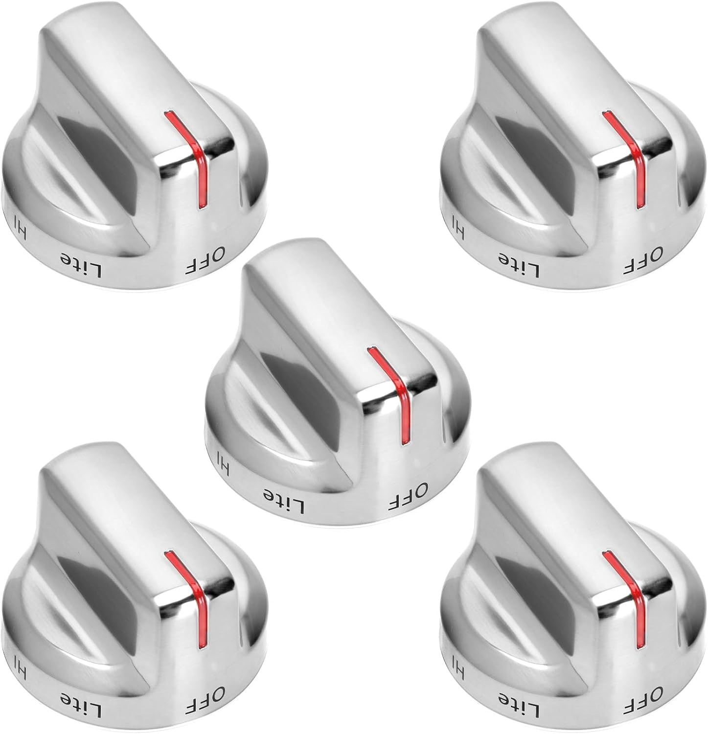 Upgraded DG94-02141B Samsung Stove Knobs (5PCS), Stainless Steel Gas Range Stove Knob, Compatible with Samsung Stove NX58M6650WG/AA-00, NX58M6650WG/AA-01, NX58M6630SG/AA-00, NX58R6631SG/AA-00