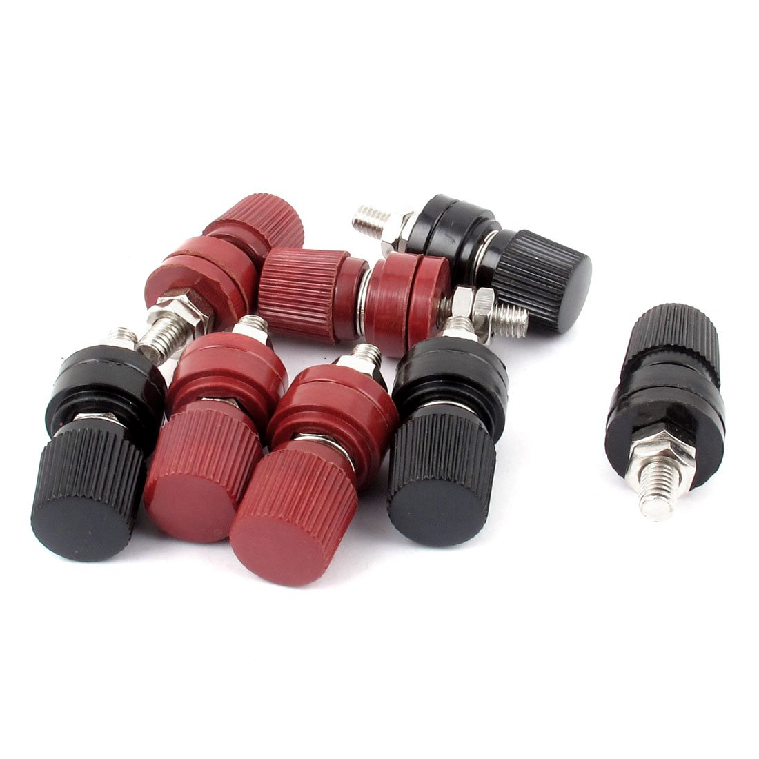 Aexit Plastic Shell Audio & Video Accessories 6MM Male Thread Diameter Binding Post Red Connectors & Adapters Black 8Pcs