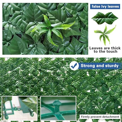 Artificial Ivy Fence Privacy Screen with Mesh Back, 72\" x 96\" Faux Ivy Vine Leaf Fence Panels, Balcony Privacy Screen, Hedge Wall Decoration for Outside, Garden, Yard, Patio