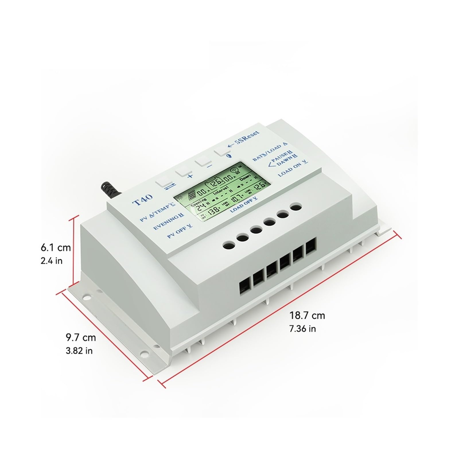 MPPT 40A 20A Regolatore Di Carica Solare 12V 24V Display LCD Automatico Fotovoltaico Controllo Doppio Timer For Illuminazione(40A)