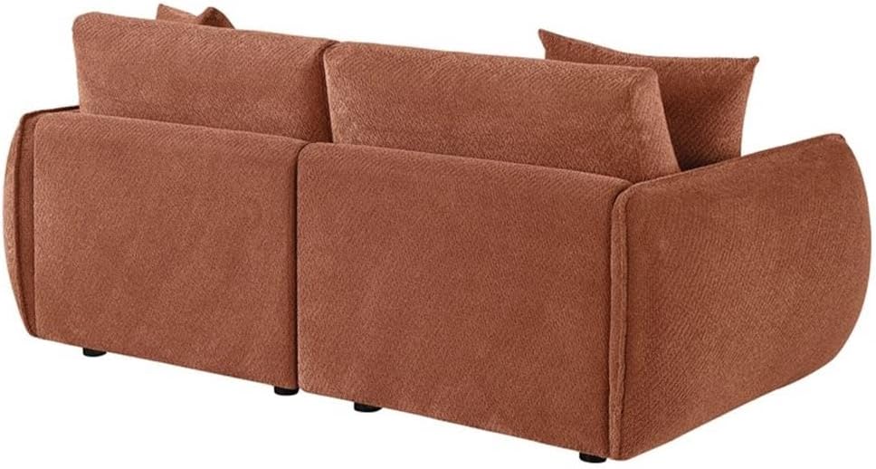 Pemberly Row Chenille Upholstered Modular Loveseat, Coral Finish, 79"W x 38"D x 33"H, Foam Cushions with Loose Back Pillows, Broad Track Arms, Plywood Frame, Contemporary Seating for Living Room or