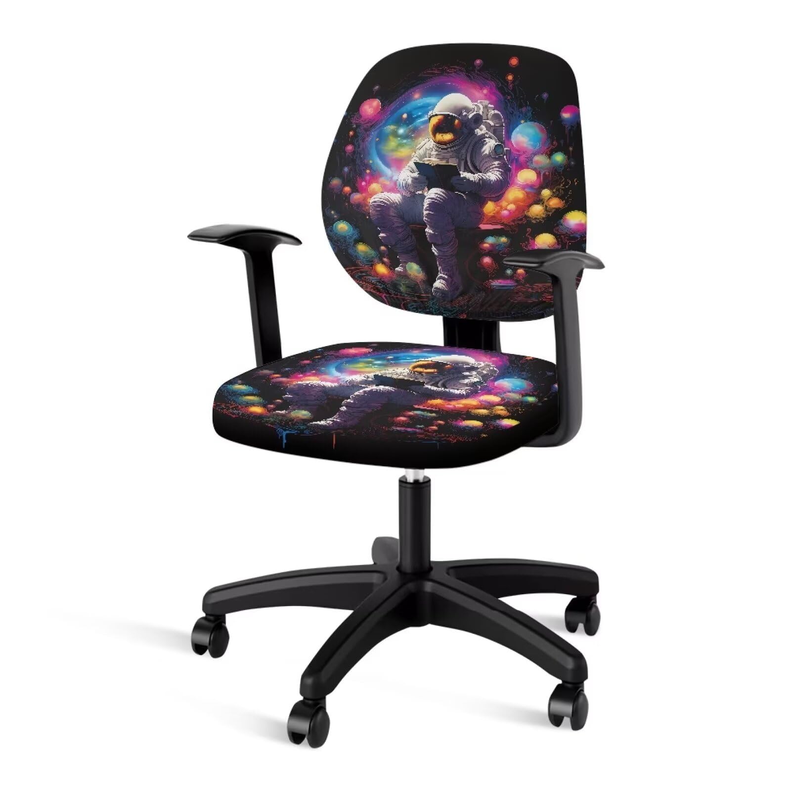 Suhoaziia Colorful Astronaut Computer Office Chair Cover Protective & Stretchable Desk Chair Covers Soft Anti-Dust Universal Rotating Chair Slipcover