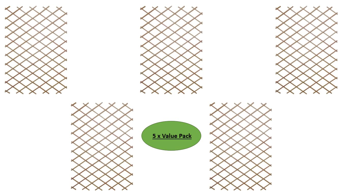 Garden Store Direct 5 x Pieces of Garden Trellis Expandable Plant Support Climbing Lattices Fence Support 5 Sizes, Green or Tan Colour 6ft x 1ft up to 6ft x 4ft (Tan, 180 x 90cm (6ft x 3ft) 5pk)
