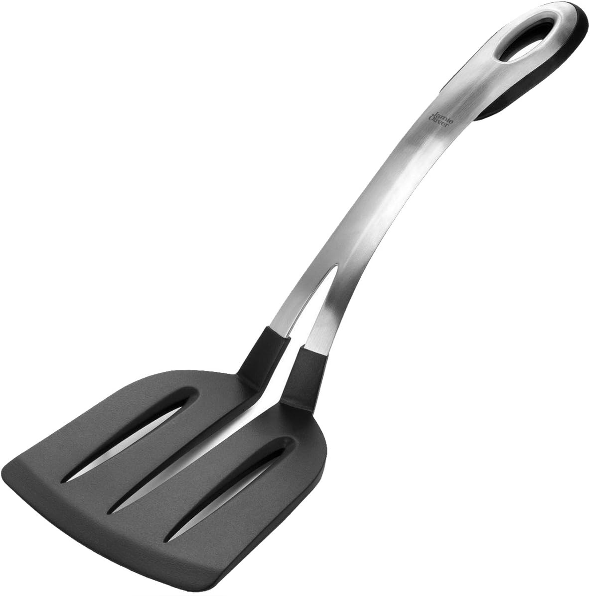 Jamie Oliver Cookware Range Slotted Turner, Stainless Steel and Nylon/Black