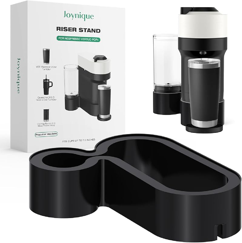 Riser Stand for Nespresso Vertuo Pop+, Solid ABS Construction, 2.5" Lift, Fits Cups Up to 7.48" – Compatible with YETI 20 oz & Contigo 16 oz Mugs, Heat Resistant & Non-Slip Base (Black)
