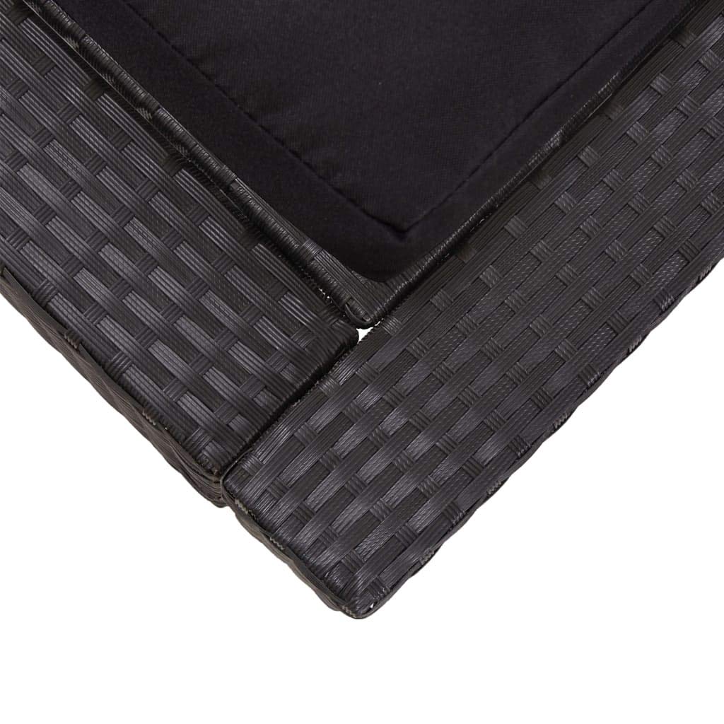 Lettino Prendisole a 2 Posti, regolabile con schienale reclinabile, 220x130x35 cm, polyrattan nero con telaio in acciaio verniciato, cuscini imbottiti removibili, per esterno piscina balcone patio gia