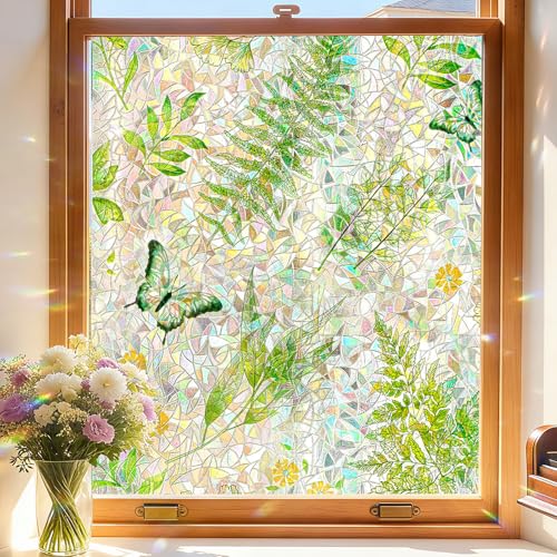 ADD.HERES Window Privacy Film,Colorful Floral Window Stickers,Removable DIY Bouquet Static