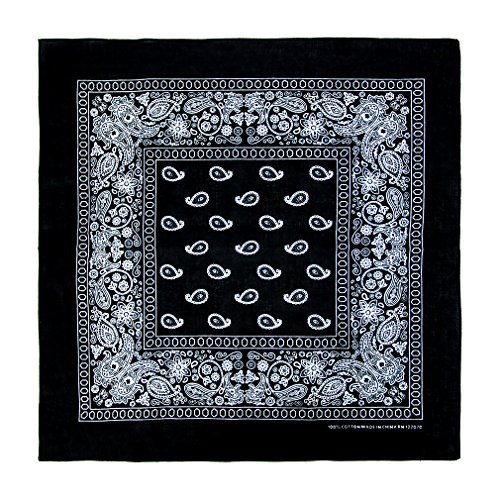 Basico Cotton Cowboy Paisley Bandanas One Dozen 12pk (12pk Assort- Black/Blue/Grey, 22