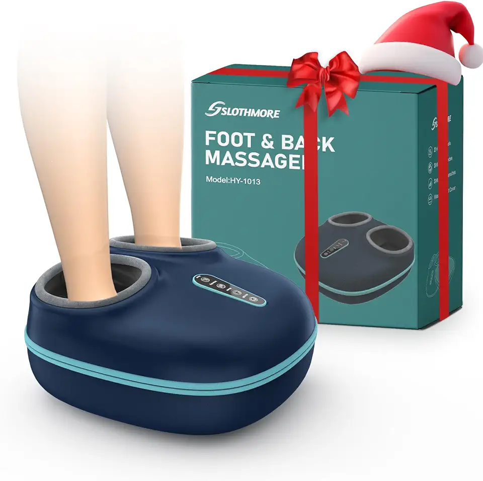 2-in-1 Shiatsu Foot Massager with Heat, Foot Warmer Heating Pad for Circulation and Pain Relief, Plantar Fasciitis, Neuropathy, Adjustable Kneading Massagers for Feet Back, Gifts for Women, Men