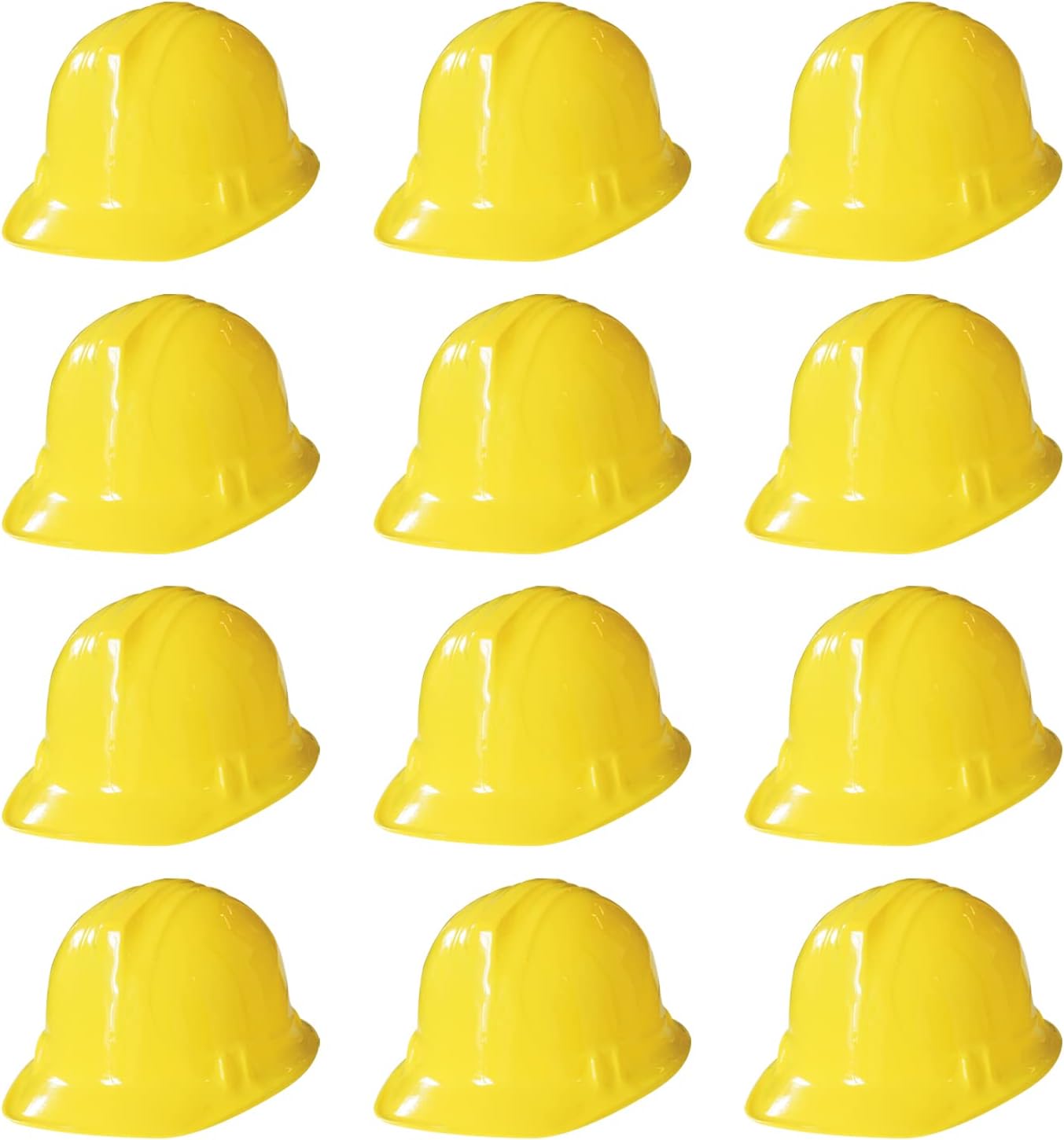 NOVELTY PLACE Construction Party Hats Toy, Yellow Soft Plastic Hats for Kids, Construction Party Dress Up Accessories (Pack of 12)