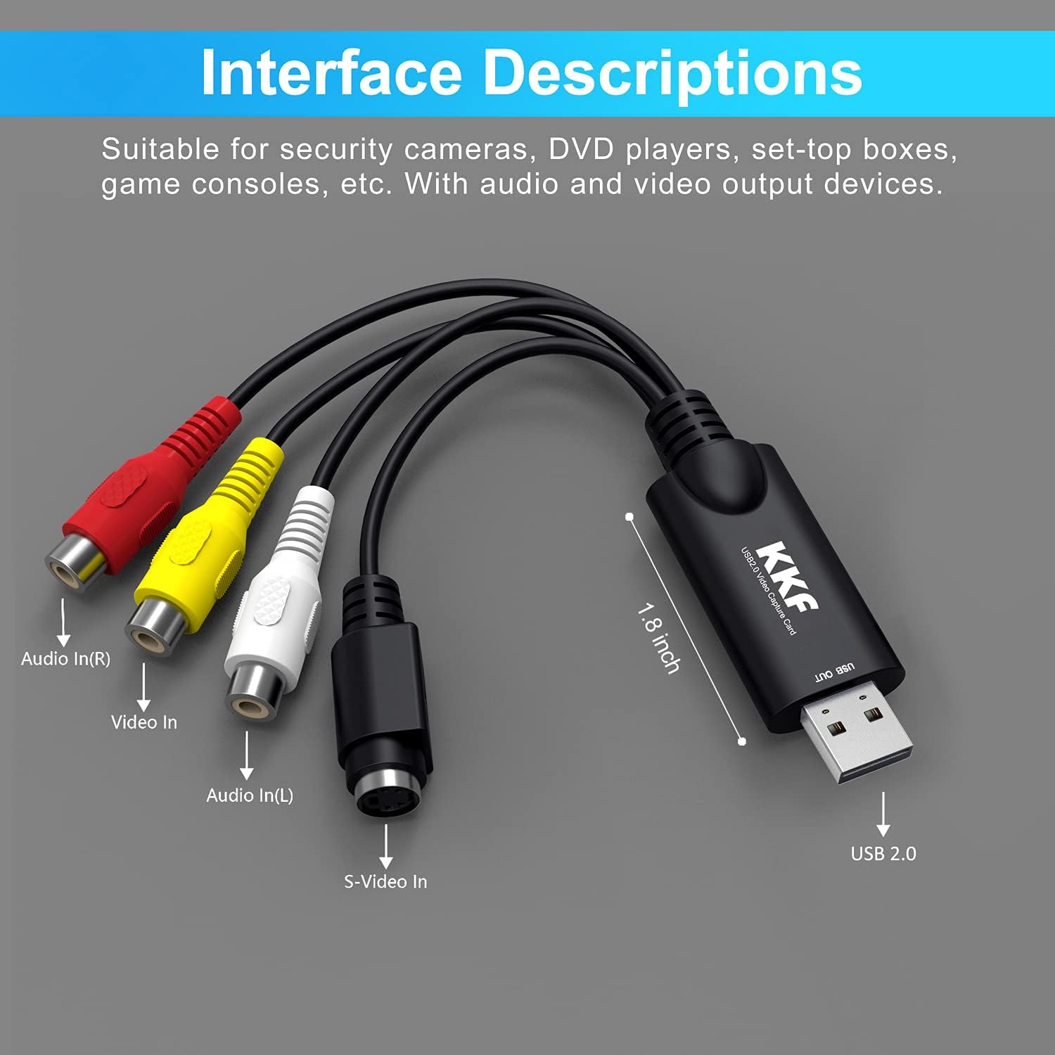 Kkf Adaptador de captura de video RCA AV a USB
