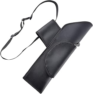 ZSHJGJR Arrow Quiver Archery Side Hip Quiver Right Left Waist Arrow Holder Bag Waist Hanged Target Quiver with Pocket Adjustable Belt (Black Right Side)