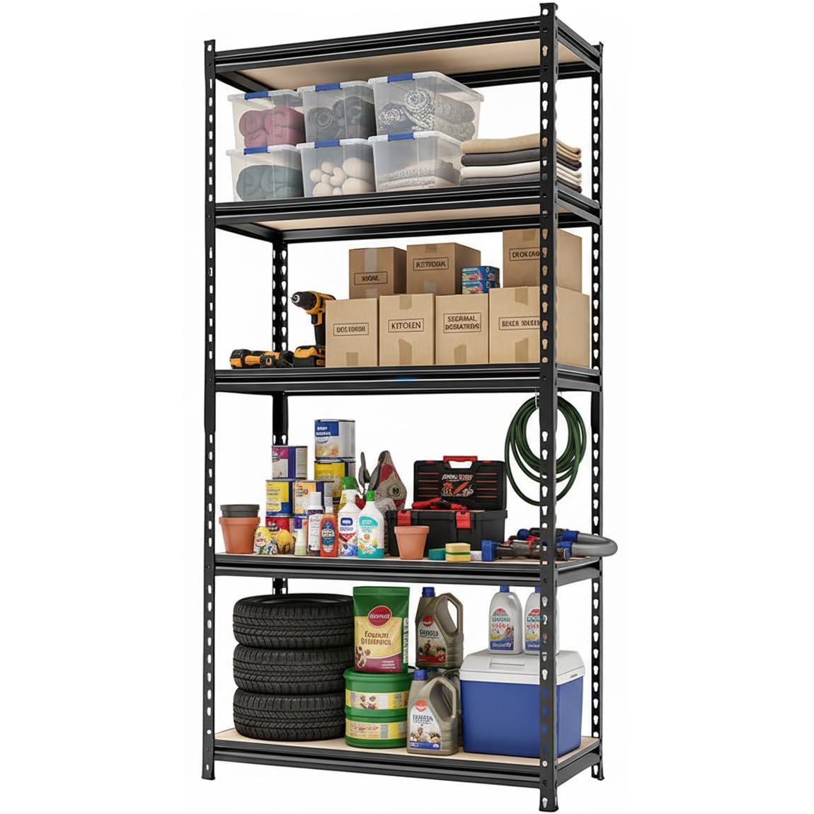 Darubtes Storage Shelving Unit Heavy Duty Garage Shelves Metal Organizer Utility Rack for Kitchen Pantry Basement Pantry Warehouse Laundry 5 Tire 60"