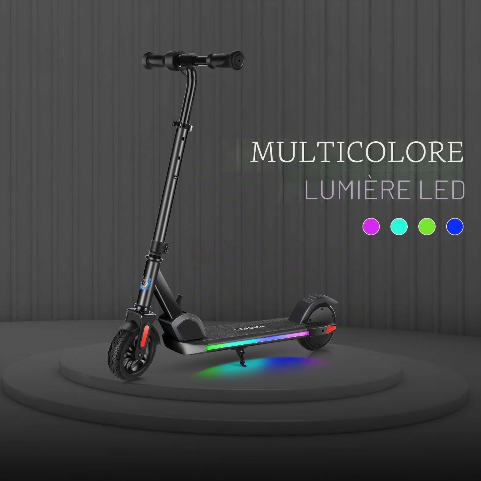 CAROMA Trottinette Electrique(8-10-12Ans), Trottinette électrique Pliable pour Enfants, Autonomie Max 6 KM, Max 16 KM/H, Moteur 150W, Cadeau pour Enfants et Adolescents(Noir)