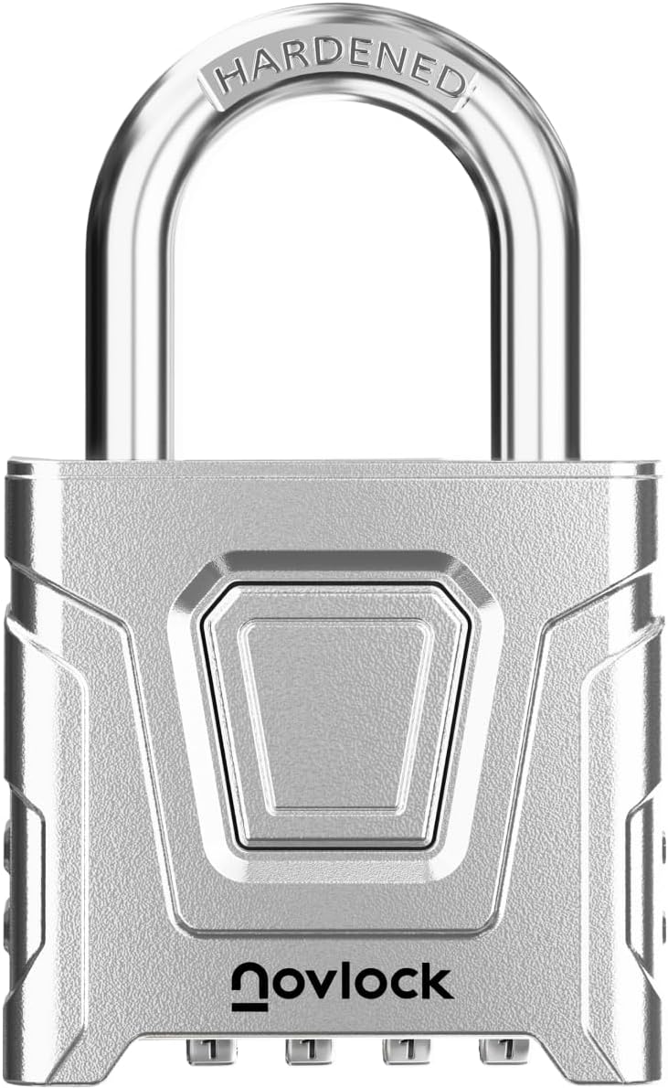 Outdoor Combination Lock – Heavy Duty, Large, Weatherproof Padlock with Code – for Gates, Fences, Sheds, Lockers, Cabinets, Storage Units – 1-Pack, Silver