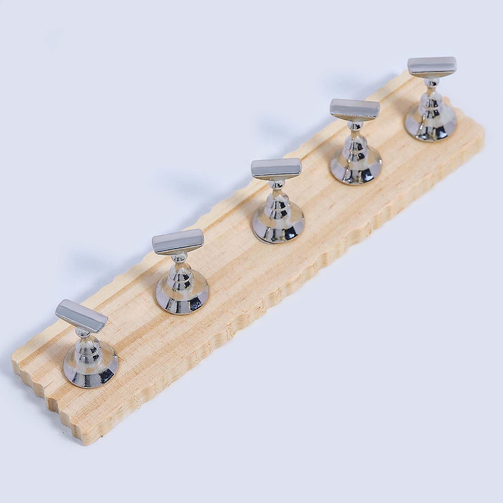 kira wooden nail stand,Magnetic Nail Holder Wooden Display Stand for False Nail Tips with 5 metal practice nail holders and wooden base-image-49